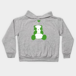 Cute Green Panda With Heart Kids Hoodie